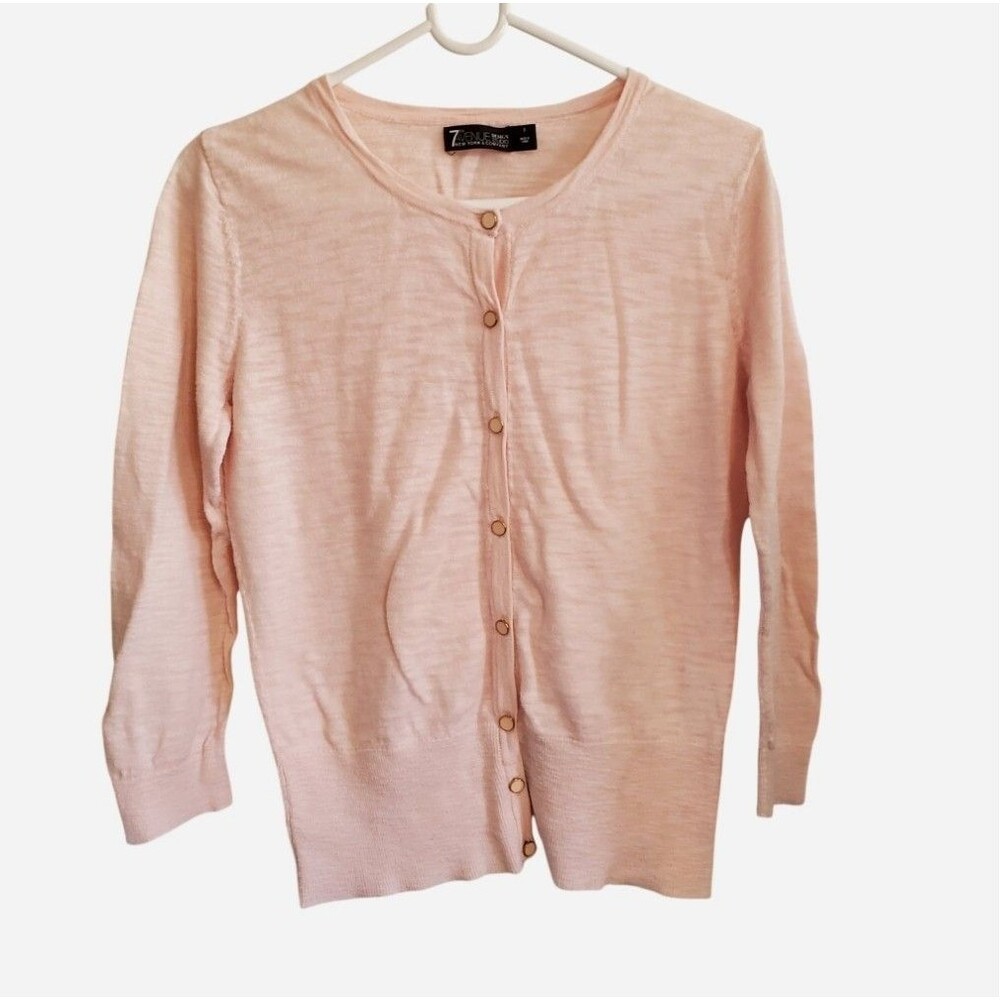 7th Avenue Design Pink Cotton Blend Cardigan Ballerinacore Soft Girl Prep Size S